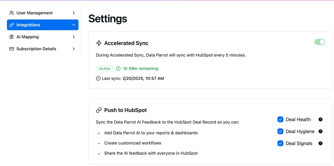 HubSpot Accelerated Sync