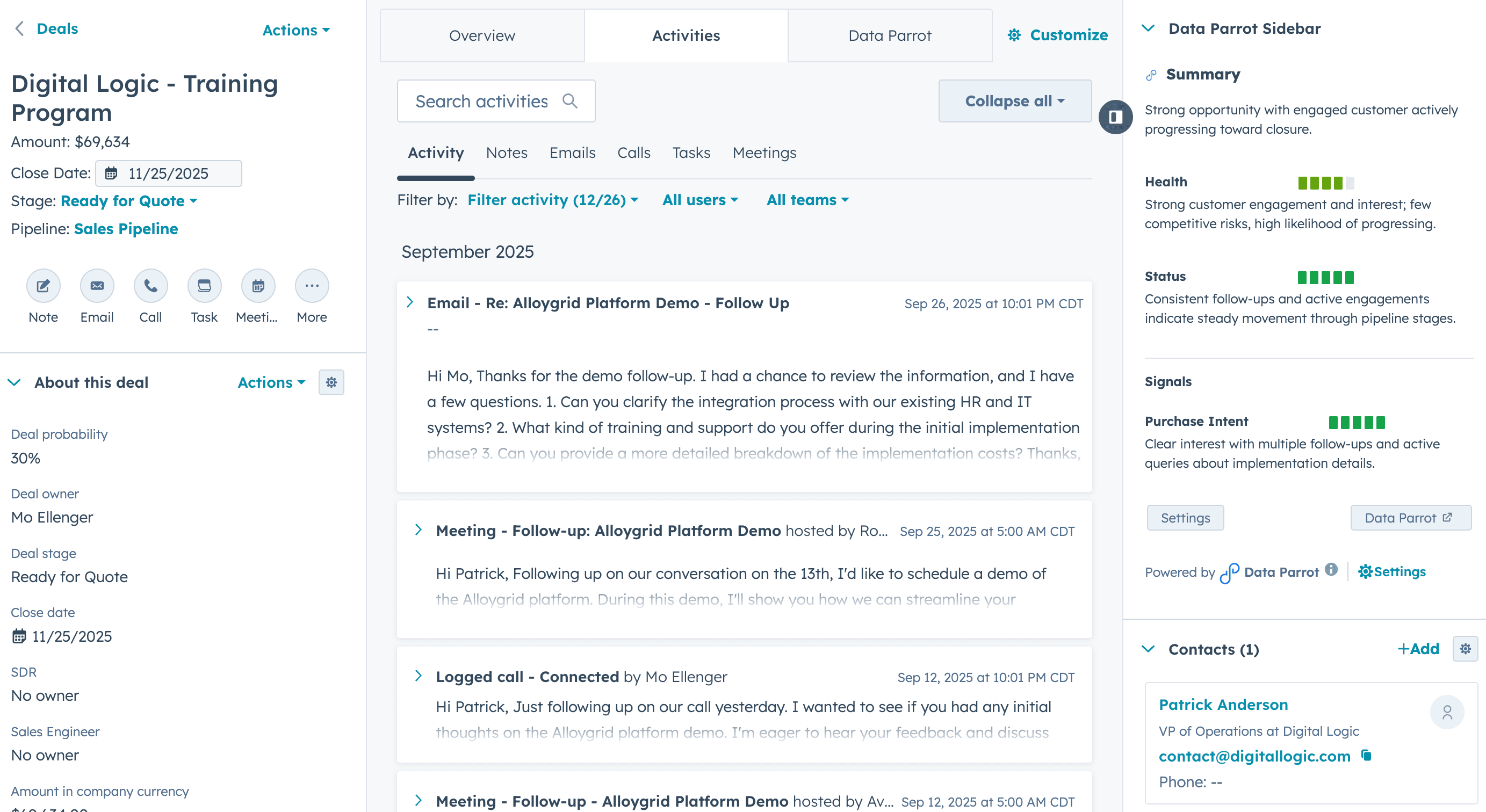 Create a HubSpot task right from the deal page