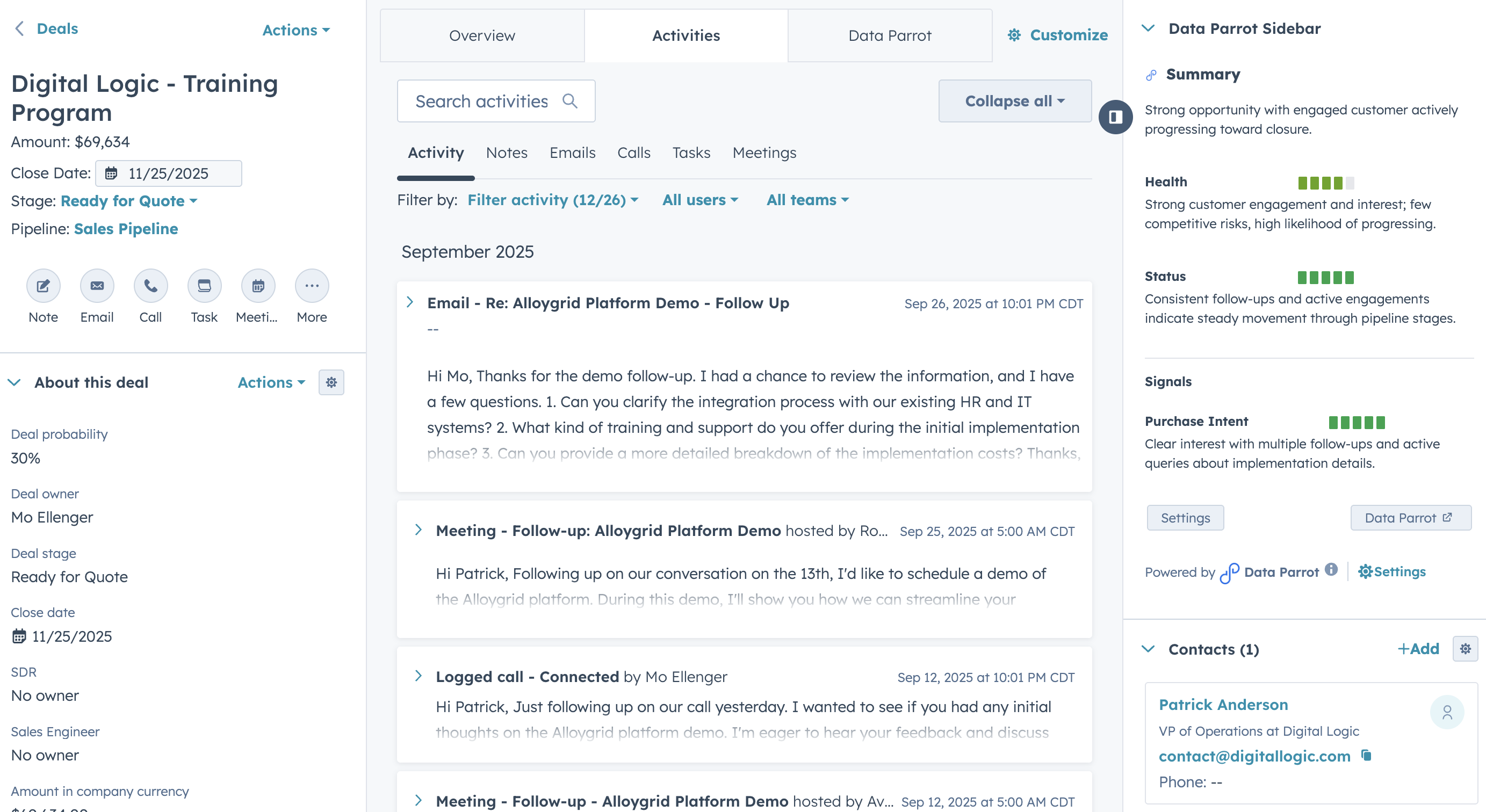 Create a HubSpot task right from the deal page