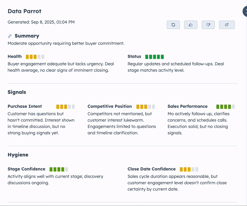 Recalculate button in action within the HubSpot Deal view